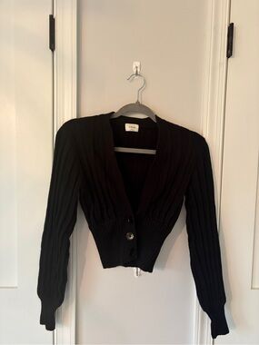 Aritzia Wilfred Black Ribbed Button Front Women's Sweater
